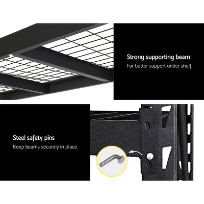Giantz 4Mx2M Garage Shelving Warehouse Rack Pallet Racking Storage Shelve Black - Image 5