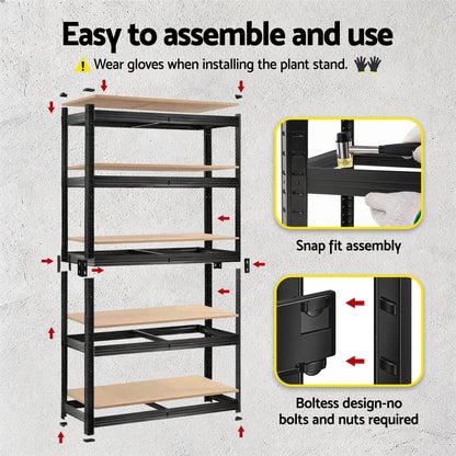 Giantz Garage Shelving 1.6X0.8m Warehouse Shelves Storage Rack Pallet Racking Black - Image 9