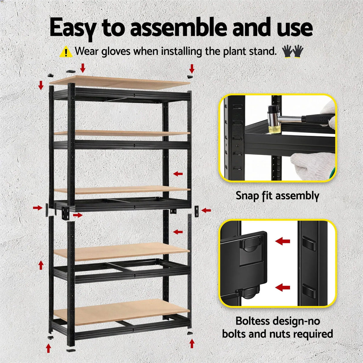 Giantz 2-Rack Garage Shelving 1.6X0.8m MDF Warehouse Shelves Storage Rack Black - Image 7