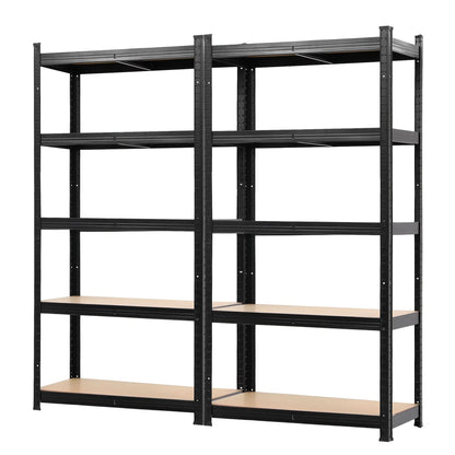Giantz 2-Rack Garage Shelving 1.6X0.8m MDF Warehouse Shelves Storage Rack Black - Image 9