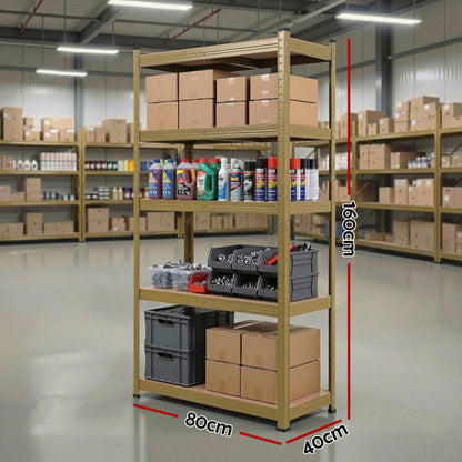 Giantz Garage Shelving 1.6X0.8m Warehouse Shelves Storage Rack Pallet Racking Yellow - Image 3