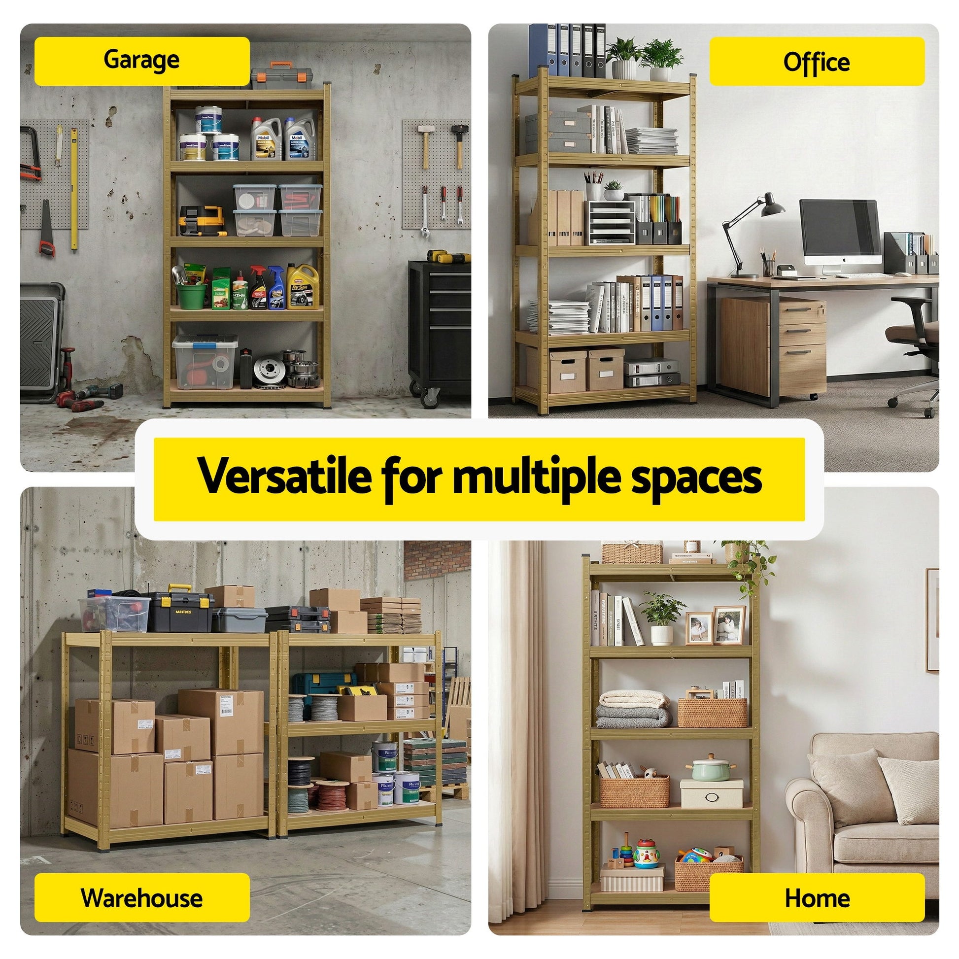 Giantz Garage Shelving 1.6X0.8m Warehouse Shelves Storage Rack Pallet Racking Yellow - Image 7