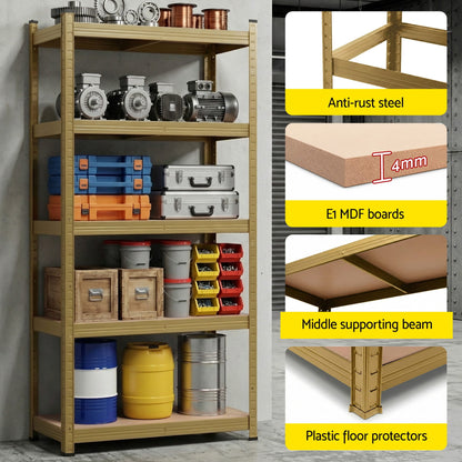Giantz Garage Shelving 1.6X0.8m Warehouse Shelves Storage Rack Pallet Racking Yellow - Image 8