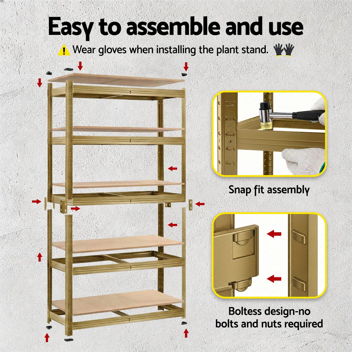 Giantz Garage Shelving 1.6X0.8m Warehouse Shelves Storage Rack Pallet Racking Yellow - Image 9