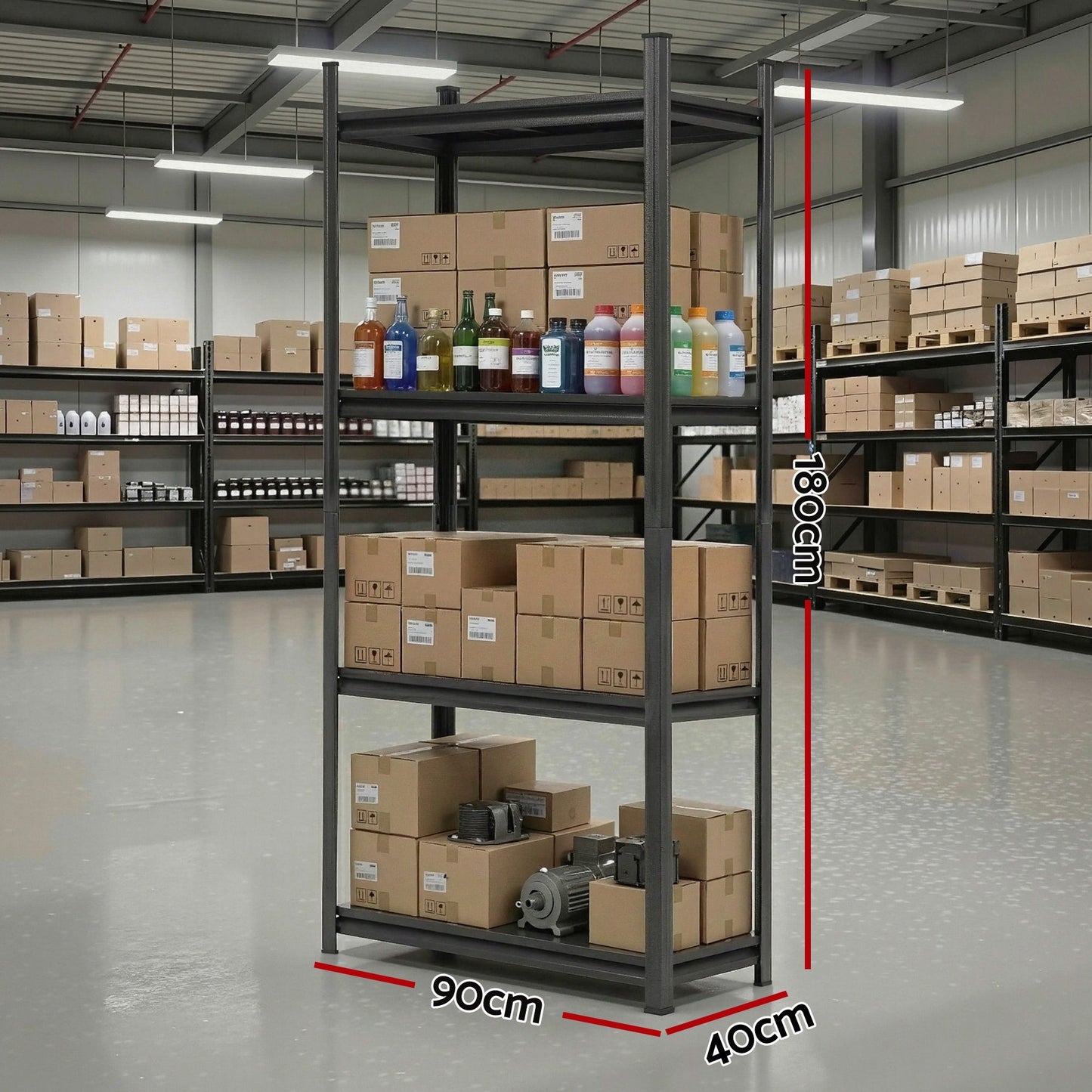 Giantz Garage Shelving 1.8X0.9m Warehouse Rack Storage Shelves Workshop Racks Steel - Image 3