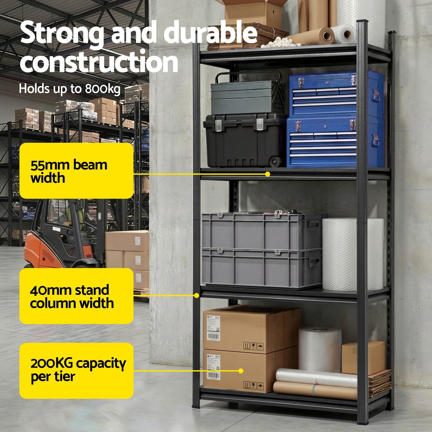 Giantz Garage Shelving 1.8X0.9m Warehouse Rack Storage Shelves Workshop Racks Steel - Image 5