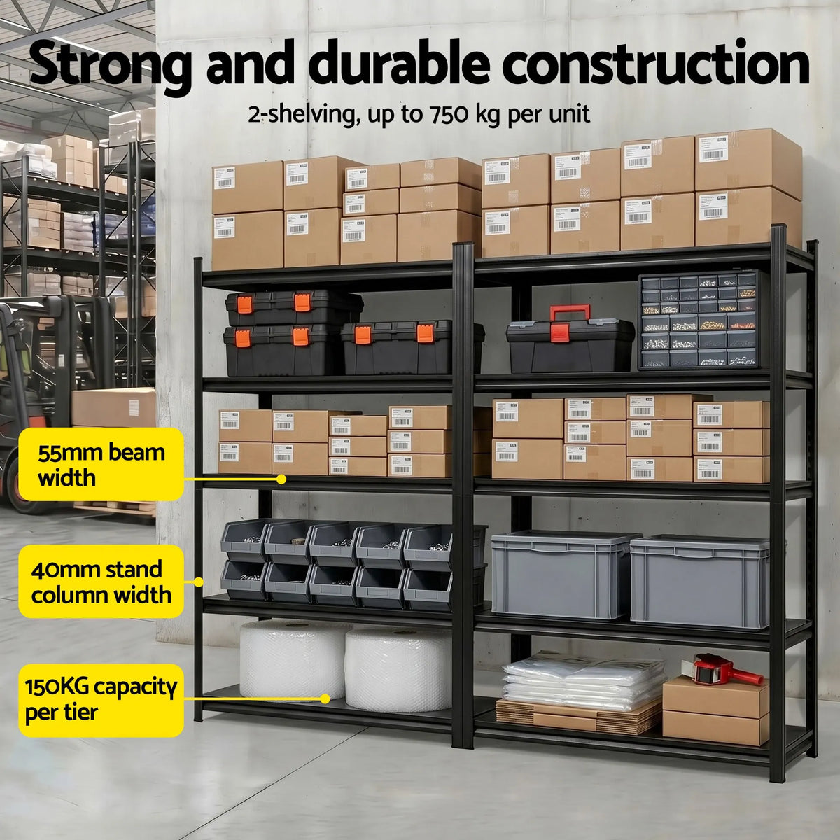 Giantz Garage Shelving 2.4X1.8m Warehouse Rack Storage Shelves Workshop Racks Steel - Image 5