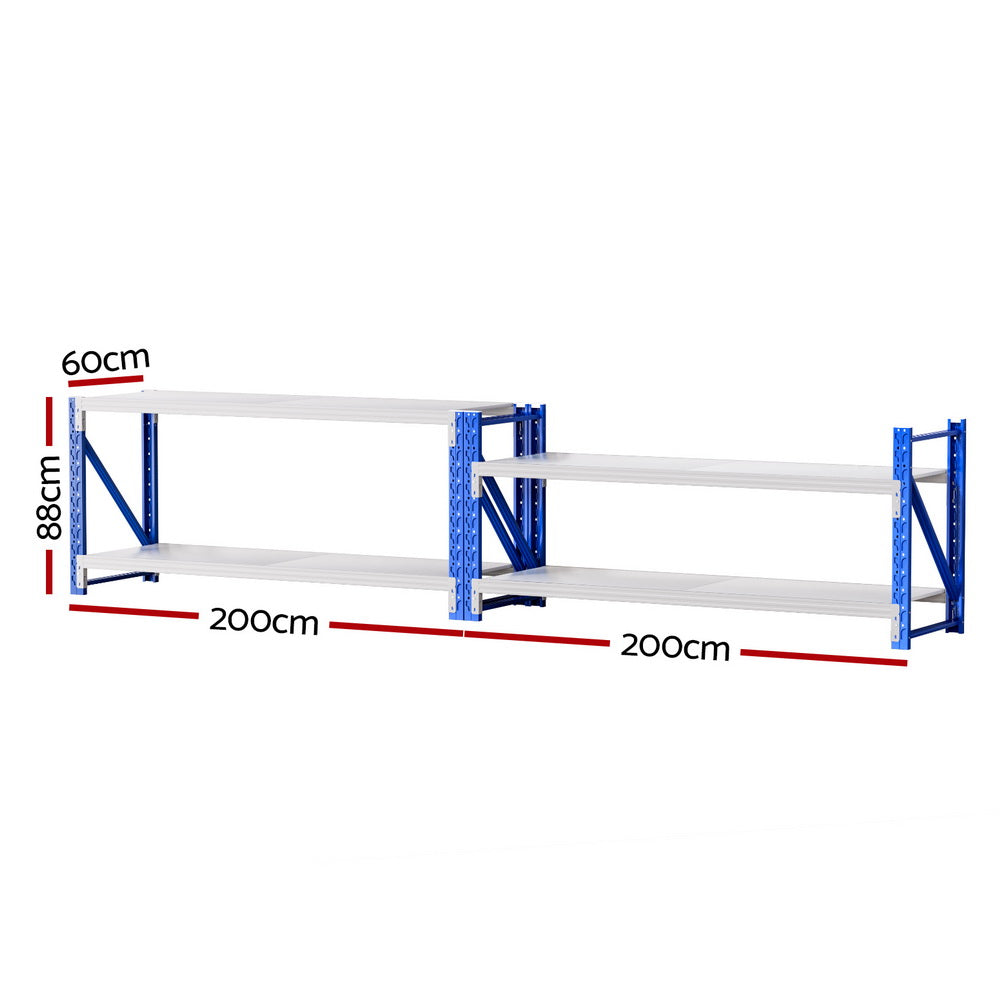Giantz 2x 0.9M Garage Shelving Workbench Warehouse Rack - Image 2