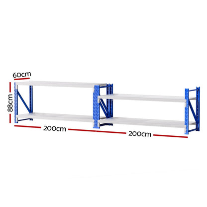 Giantz 2x 0.9M Garage Shelving Workbench Warehouse Rack - Image 2