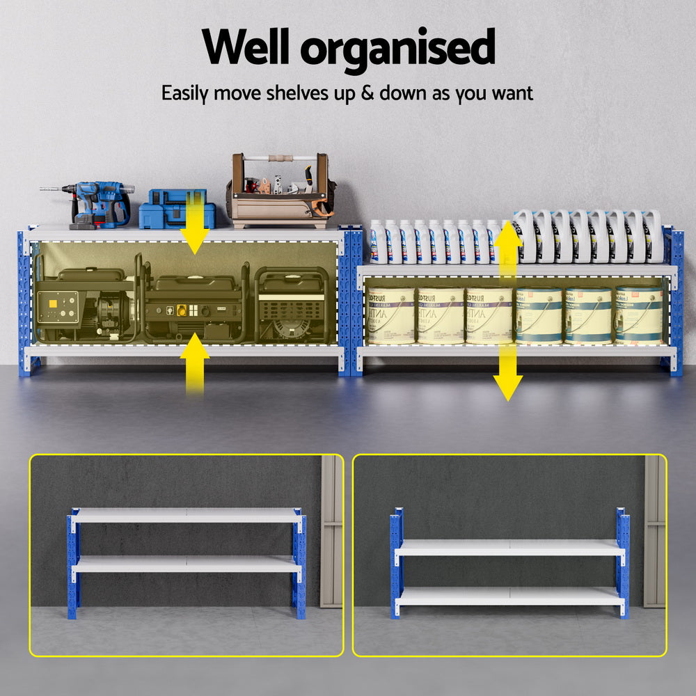 Giantz 2x 0.9M Garage Shelving Workbench Warehouse Rack - Image 5