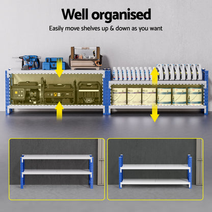 Giantz 2x 0.9M Garage Shelving Workbench Warehouse Rack - Image 5