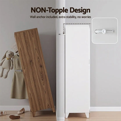 Artiss 2-Door Wardrobe Lockable Cabinet Storage Closet Hanging Rail Adjustable Shelves Cream White - Image 8