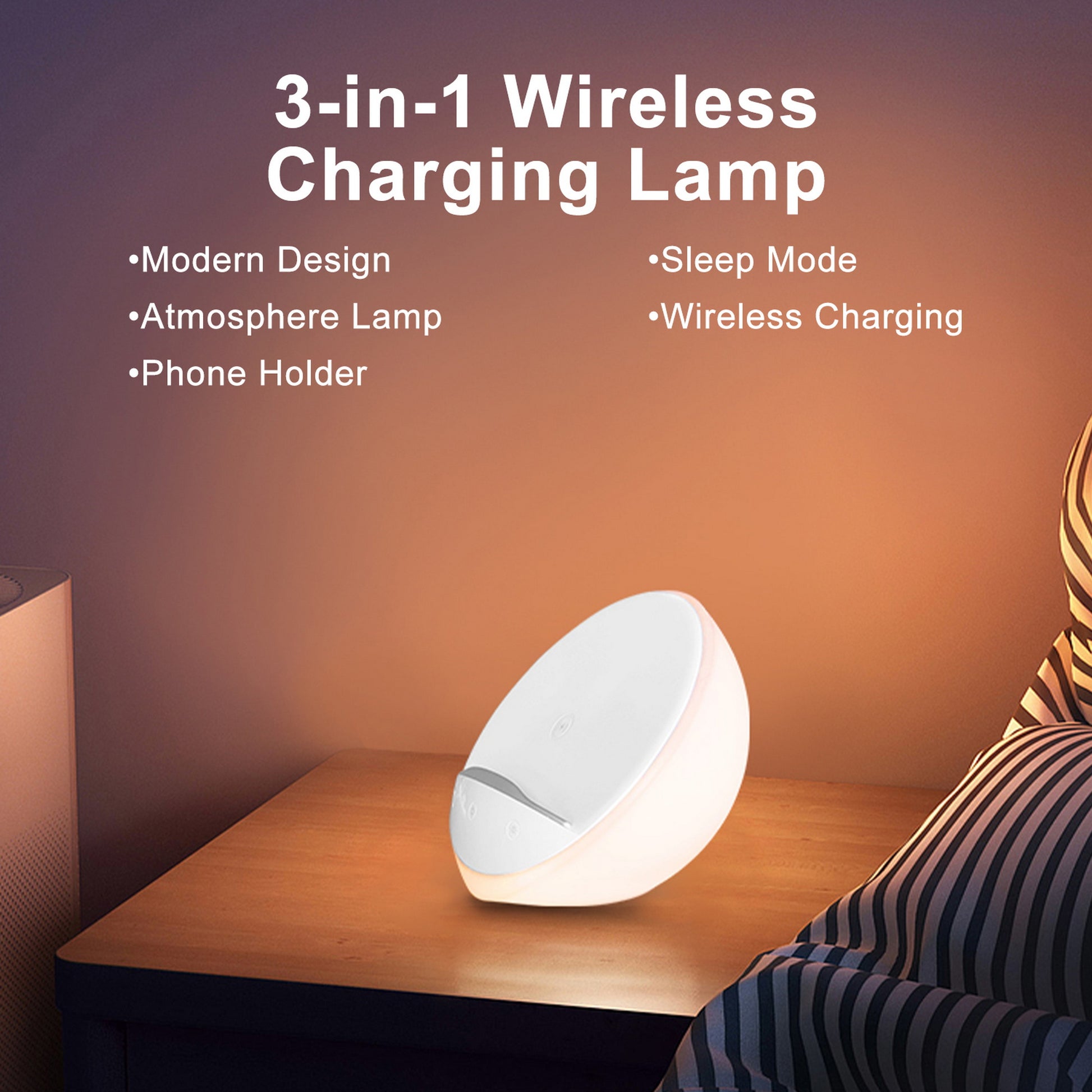 AIPOWER Bedside Lamp with Wireless Charger and Phone Holder Touch - Image 5