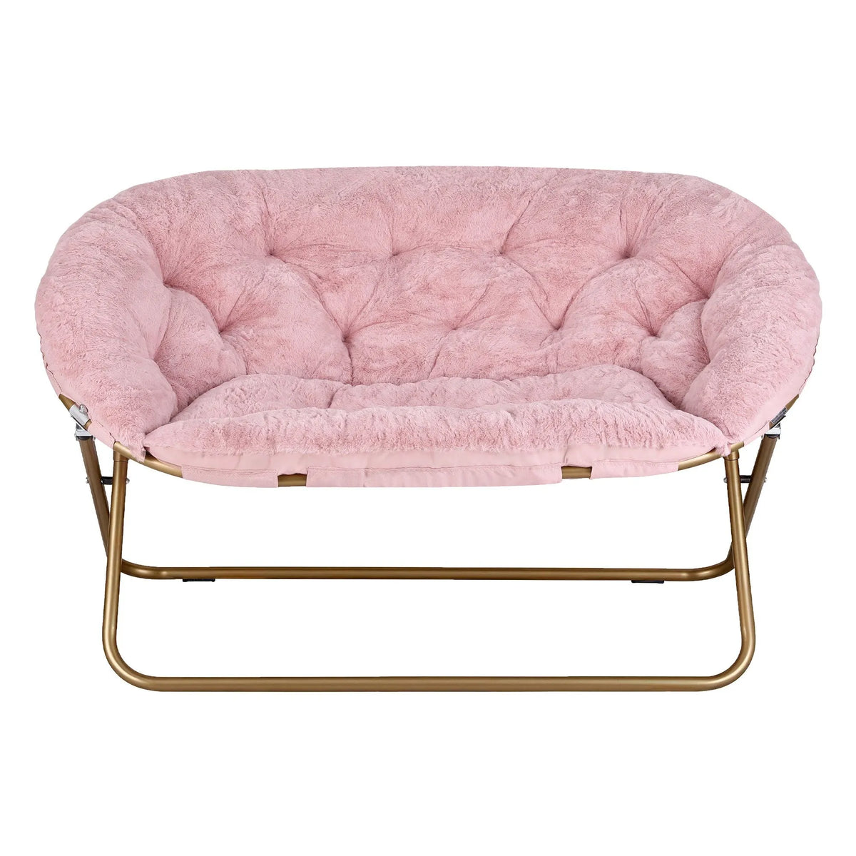 Artiss Double Saucer Chair Soft Faux Fur Lounge Foldable Oversize Chair for Bedroom Pink - Image 4