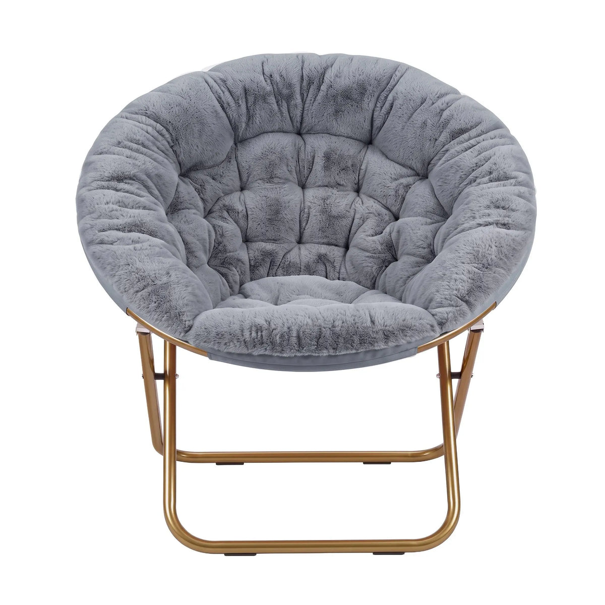 Artiss Cozy Saucer Chair Soft Faux Fur Folding Accent Chair for Bedroom Grey - Image 4