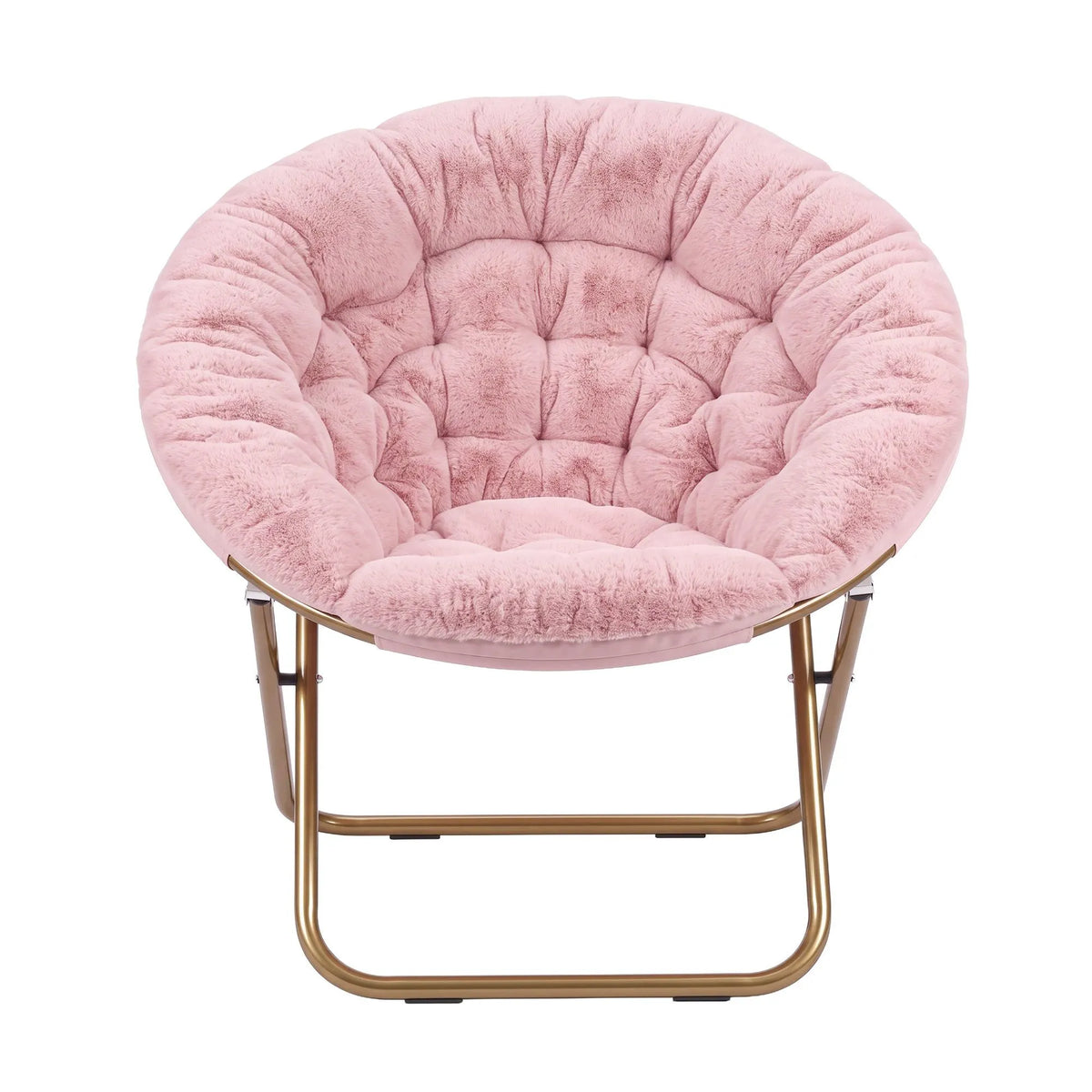Artiss Cozy Saucer Chair Soft Faux Fur Folding Accent Chair for Bedroom Pink - Image 4
