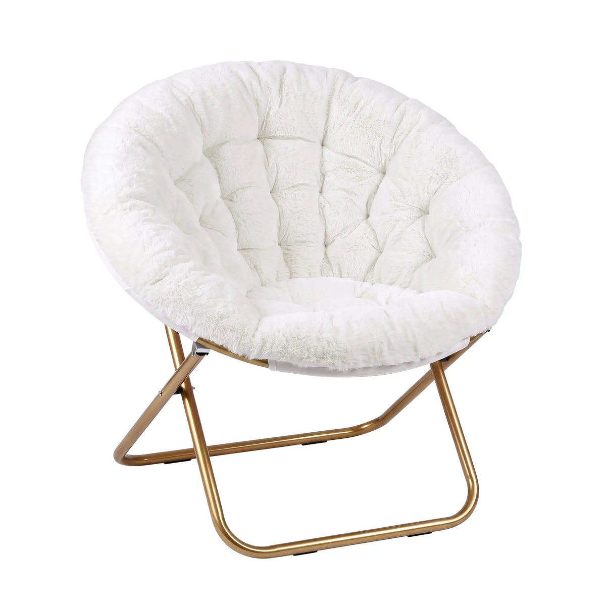 Artiss Cozy Saucer Chair Soft Faux Fur Folding Accent Chair for Bedroom White - Image 2