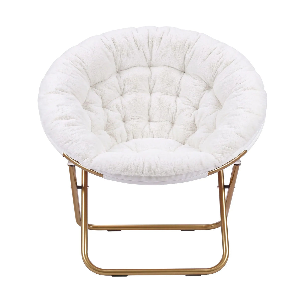Artiss Cozy Saucer Chair Soft Faux Fur Folding Accent Chair for Bedroom White - Image 4