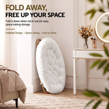Artiss Cozy Saucer Chair Soft Faux Fur Folding Accent Chair for Bedroom White - Image 8