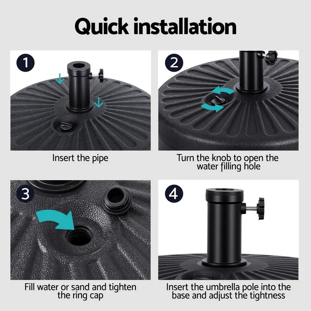 Instahut Outdoor Umbrella Base Weight Round Plastic Pole Holder 30-48mm Beach - Image 8