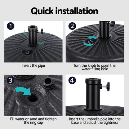 Instahut Outdoor Umbrella Base Weight Round Plastic Pole Holder 30-48mm Beach - Image 8