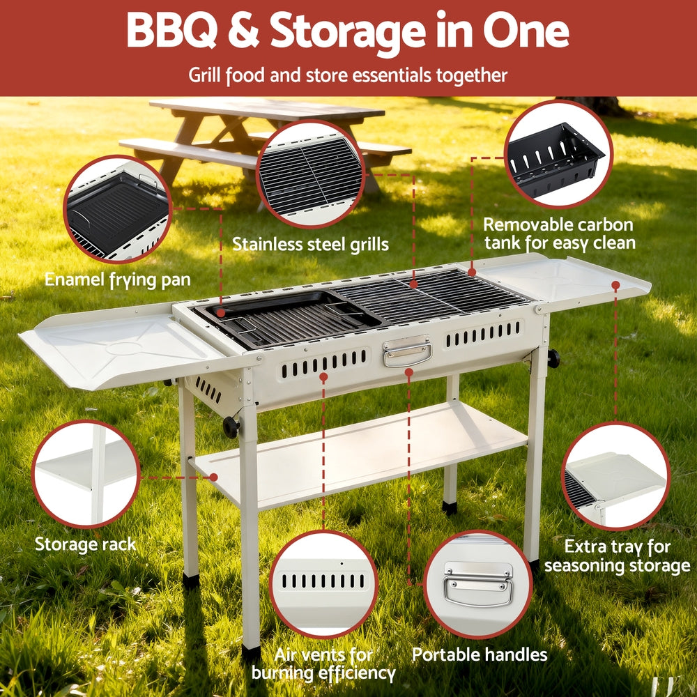 Grillz Portable BBQ Grill w/ Stainless Steel Racks & Pans for Outdoor - Image 5