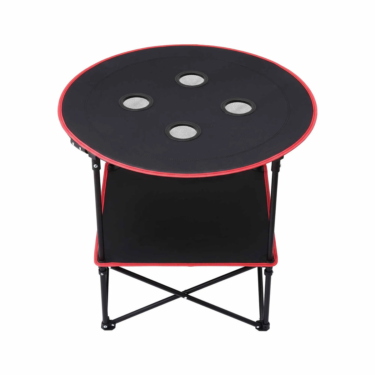 Weisshorn Folding Camping Table with 4 Cup Holders Metal Oxford 73CM Black - Image 2
