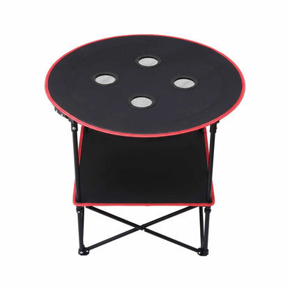 Weisshorn Folding Camping Table with 4 Cup Holders Metal Oxford 73CM Black - Image 2