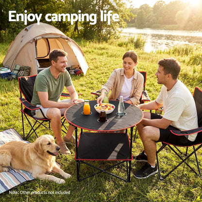 Weisshorn Folding Camping Table with 4 Cup Holders Metal Oxford 73CM Black - Image 8