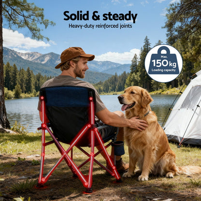 Weisshorn Camping Chair Folding Outdoor Portable Seat Lightweight Beach Picnic Fishing Capacity 120KG Navy Blue - Image 7