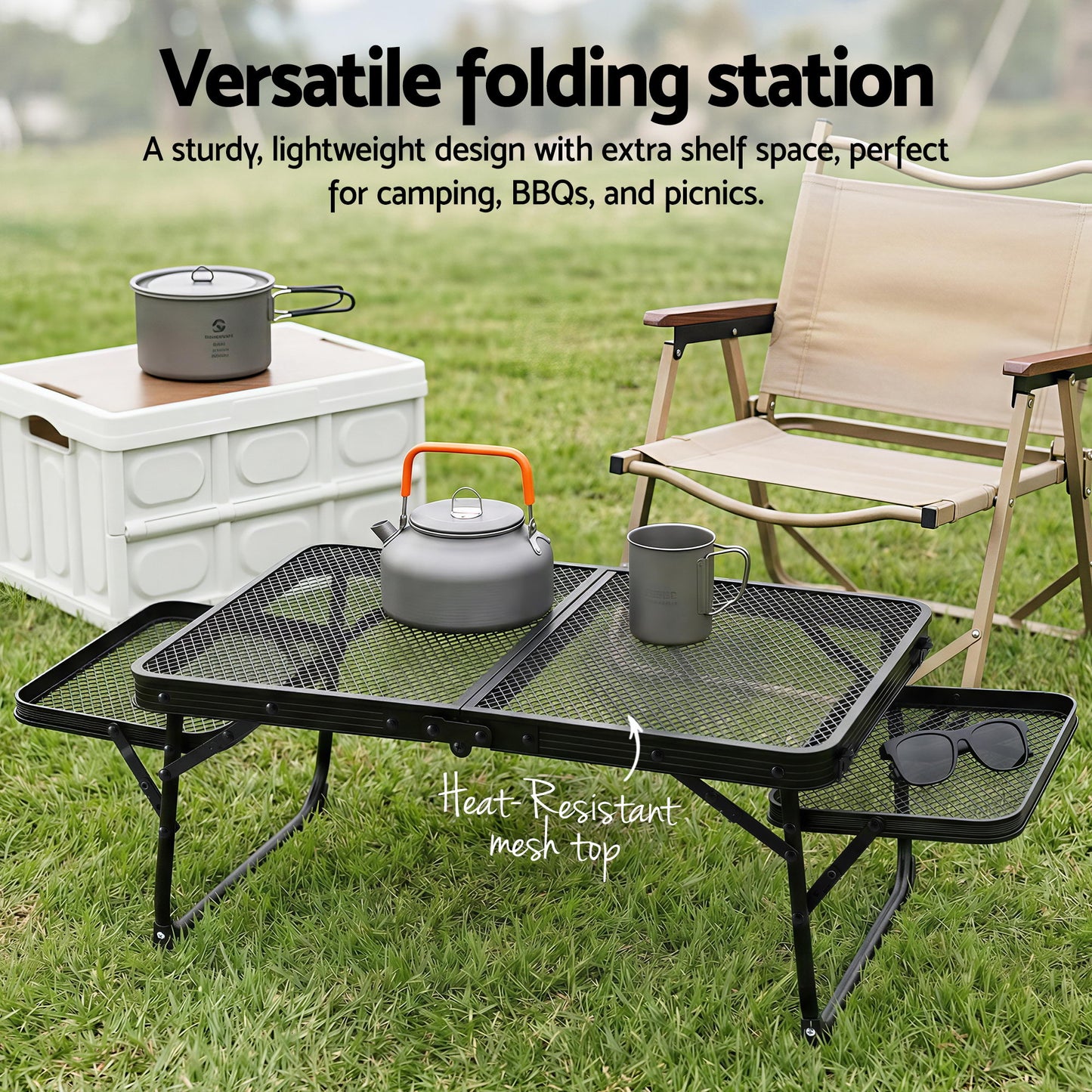 Weisshorn Camping Table Mesh Desktop Lightweight Portable Outdoor Folding Grill Desk - Image 4