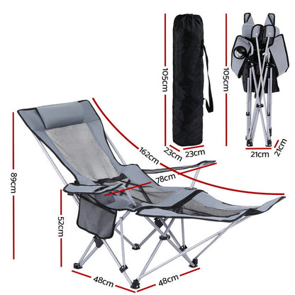 Weisshorn Camping Chair Adjustable Reclining Portable Outdoor Folding Chair Grey - Image 3