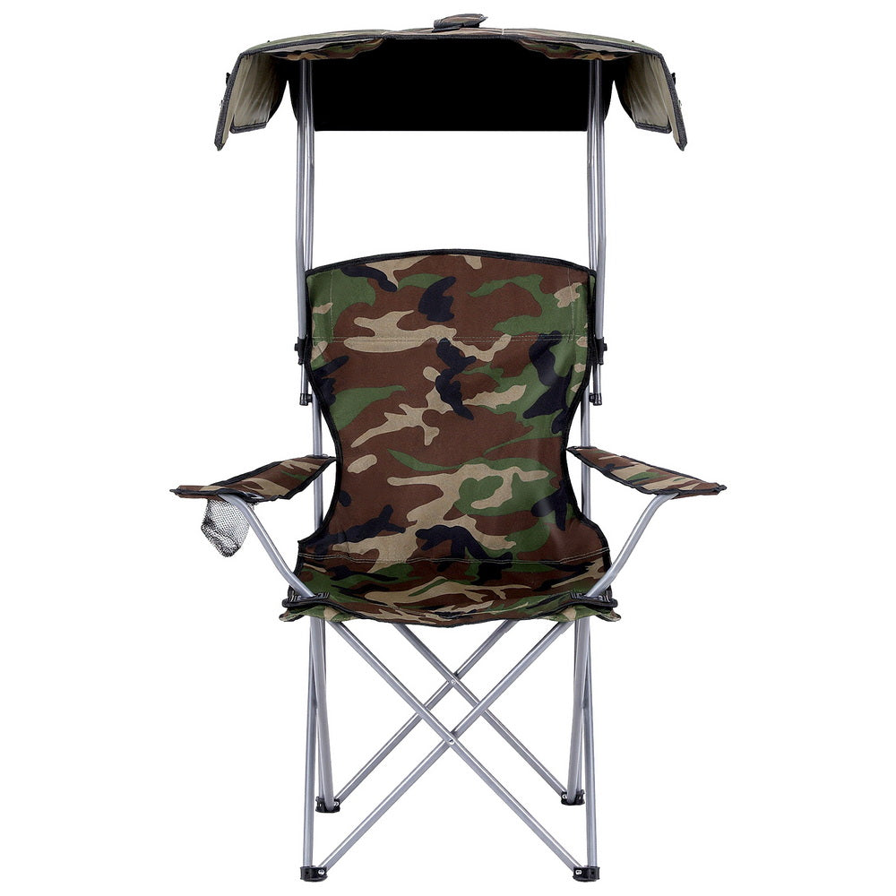 Weisshorn Camping Chair With Canopy Folding Outdoor Portable Seat Lightweight Beach Picnic Fishing Capacity 120KG Army Green - Image 4