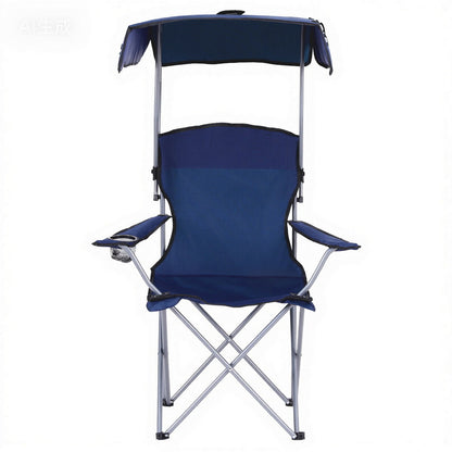 Weisshorn Camping Chair With Canopy Folding Outdoor Portable Seat Lightweight Beach Picnic Fishing Capacity 120KG Navy Blue - Image 4