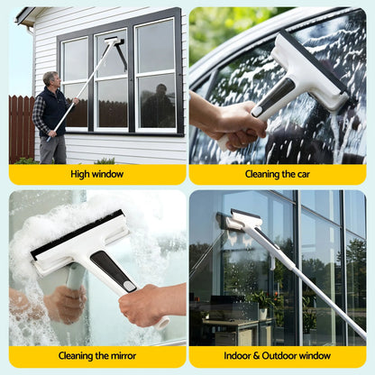 Giantz Window Cleaner Mirror Car, Spray Scrub Squeegee 136cm Extendable Long Handle with Water Tank 3 Microfiber Pads, Glass Scrubber for High Windows Home Car Mirror, White - Image 6