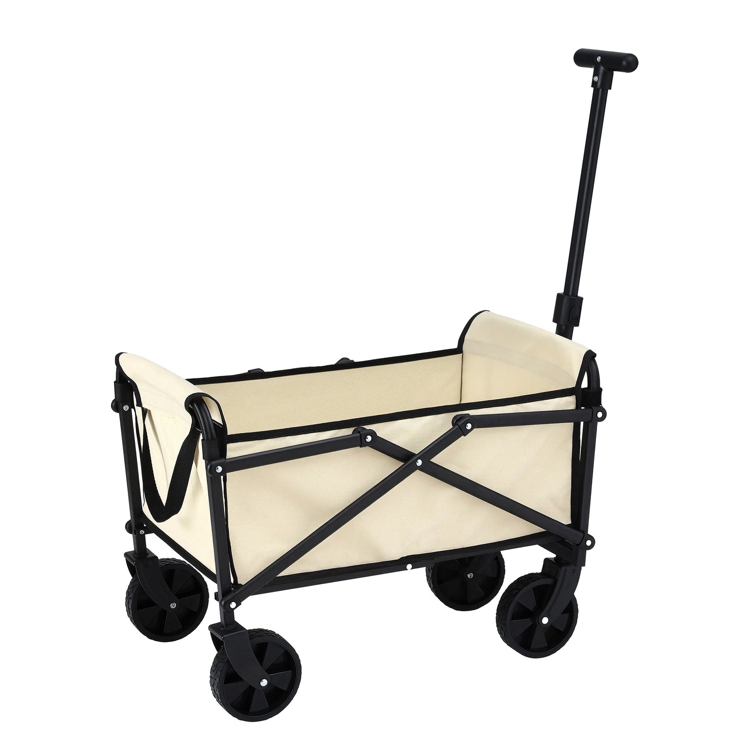 Gardeon Garden Cart Folding Trolley Camping Wagon Barrow Outdoor Beach Beige - Image 2