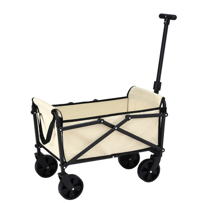 Gardeon Garden Cart Folding Trolley Camping Wagon Barrow Outdoor Beach Beige - Image 2