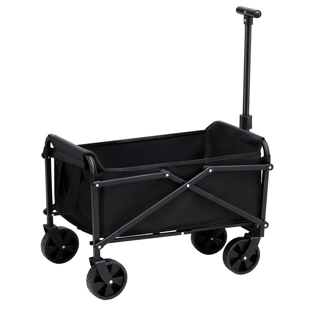 Gardeon Garden Cart Folding Trolley Camping Wagon Barrow Outdoor Beach Black - Image 2