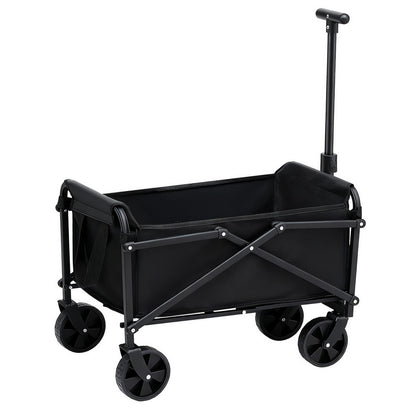 Gardeon Garden Cart Folding Trolley Camping Wagon Barrow Outdoor Beach Black - Image 2