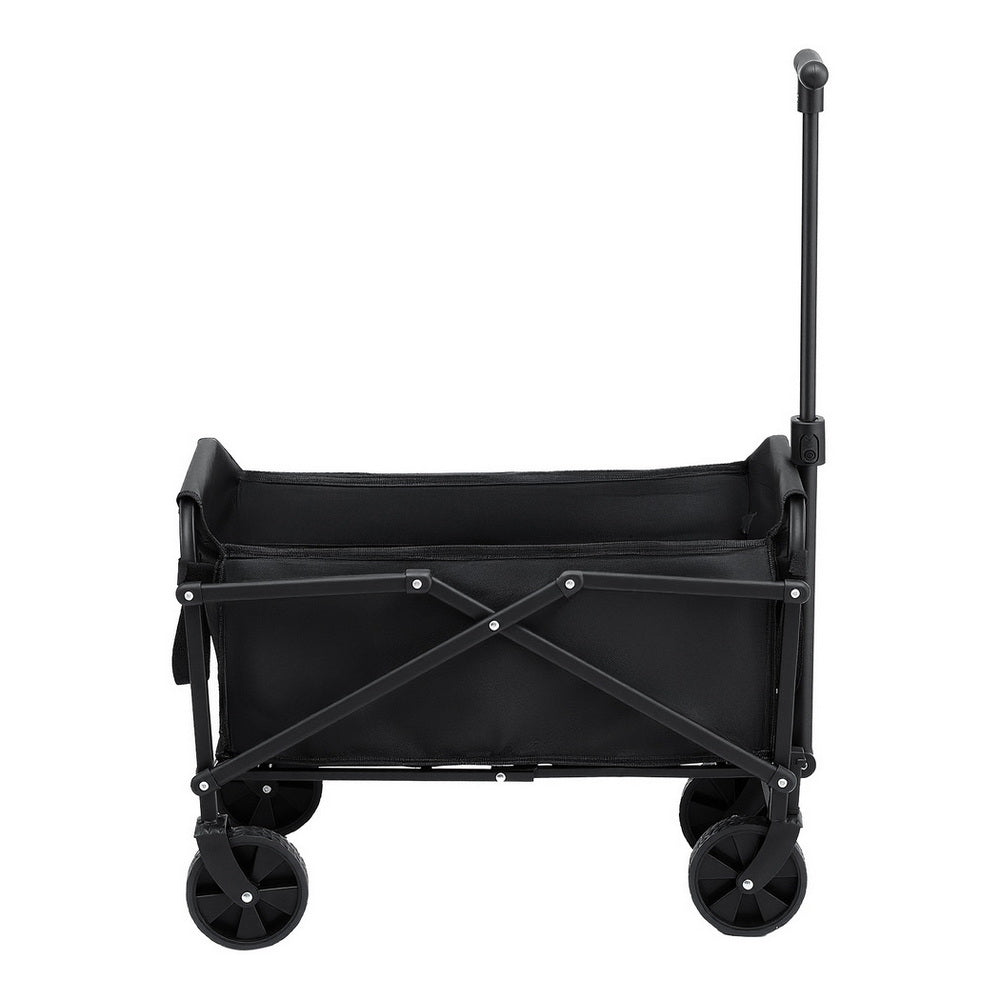 Gardeon Garden Cart Folding Trolley Camping Wagon Barrow Outdoor Beach Black - Image 4