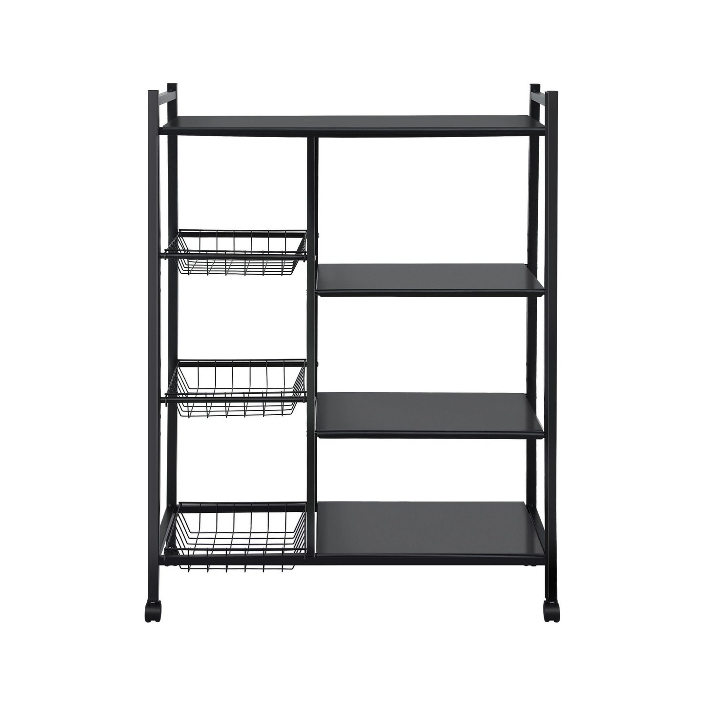 Artiss 4-Tier Kitchen Rack Microwave Bakers Storage Shelf with 3 Baskets Wheels - Image 4