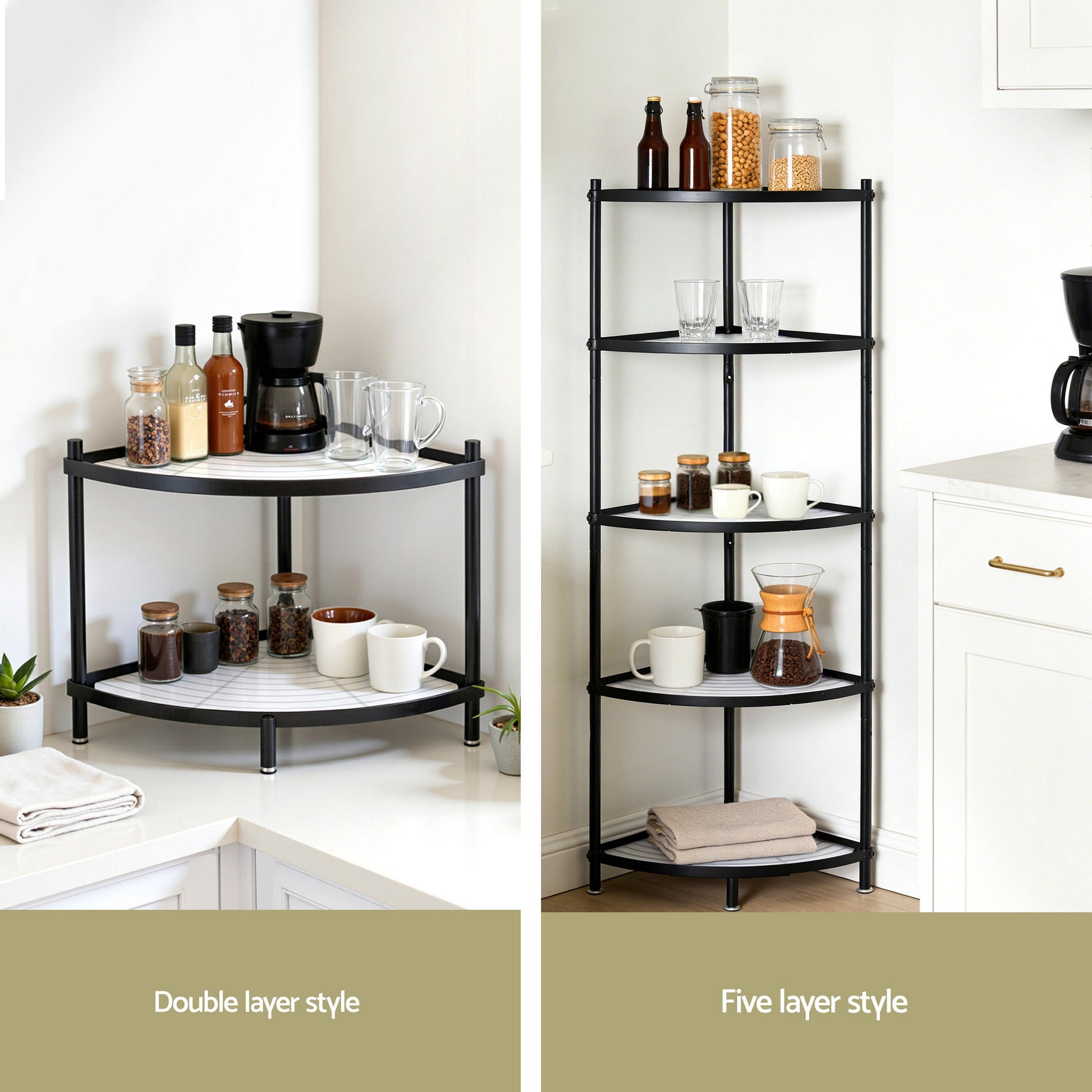 Artiss 5-Tier Kitchen Corner Shelf Rack Stand Microwave Metal Storage Shelves - Image 7