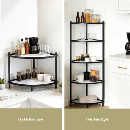 Artiss 5-Tier Kitchen Corner Shelf Rack Stand Microwave Metal Storage Shelves - Image 7