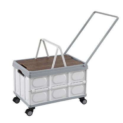 Gardeon Collapsible Outdoor Storage Box 54L Stackable Folding Camping Organizer Wheels Plywood Lid Beige - Image 2