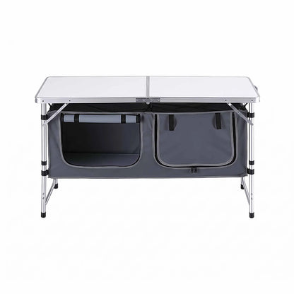 Weisshorn Camping Table Adjustable Storage Cabinet Aluminum MDF 120cm Grey - Image 3