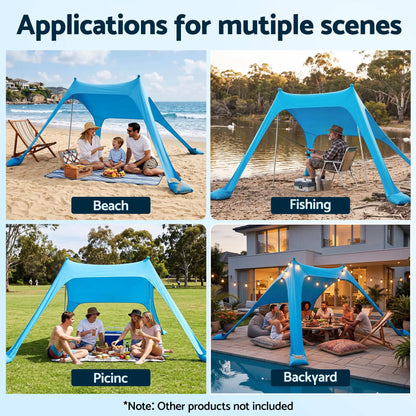 Weisshorn Camping Tent Beach Tent Canopy Sun Shelter Portable Blue - Image 6