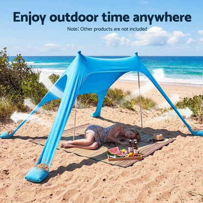 Weisshorn Camping Tent Beach Tent Canopy Sun Shelter Portable Blue - Image 7