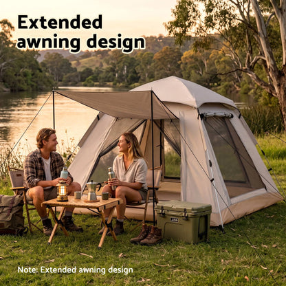 Weisshorn Camping Tent Family Shelter 210D Oxford Fabric Awning 210cm Khaki - Image 4