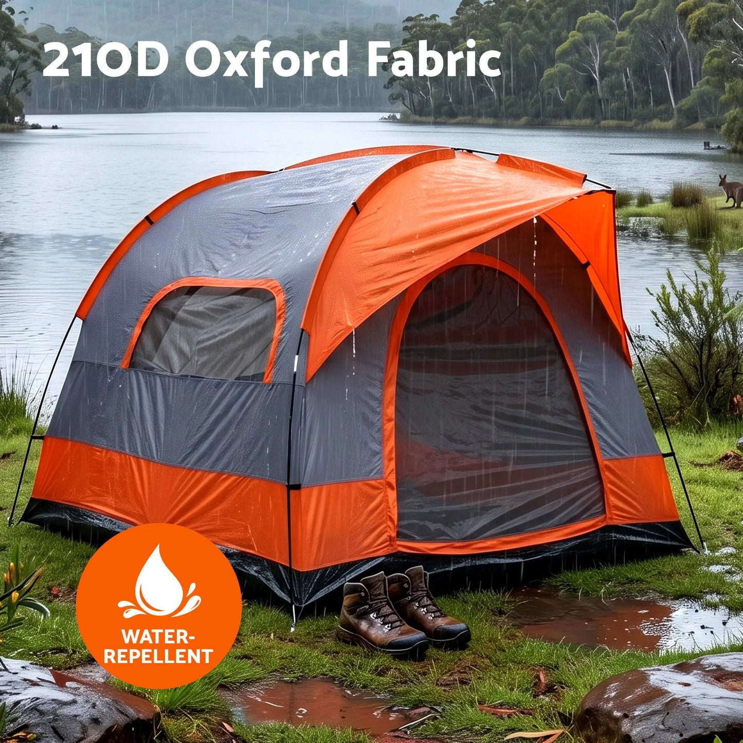 Weisshorn Camping Tent SUV Family Camping Car Tent 6-8 Person 250cm Orange - Image 5
