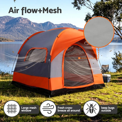 Weisshorn Camping Tent SUV Family Camping Car Tent 6-8 Person 250cm Orange - Image 6